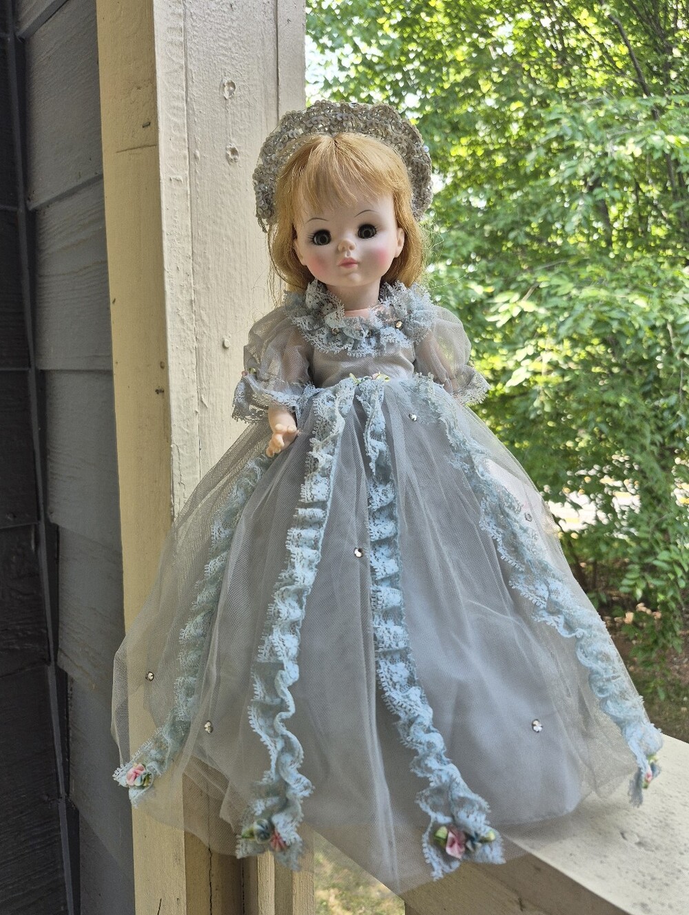 Madame Alexander Pale Blue and White Lace Ball Gown Doll